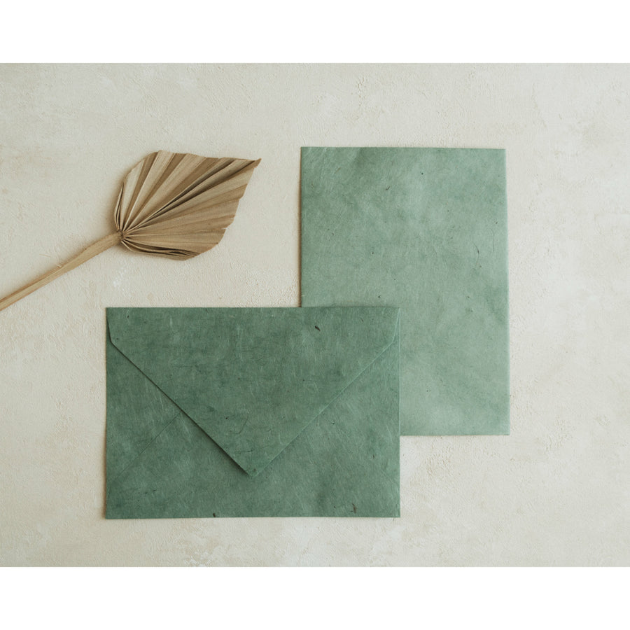 Lokta Handmade Paper Envelopes Mint Gree